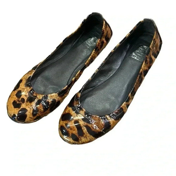 Tory Burch Eddie Patent Leather Leopard Animal Print Ballet Flats Women’s 7.5 - Picture 6 of 10